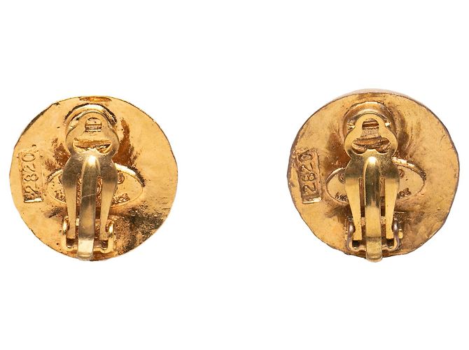 Orecchini a clip rotondi Chanel Gold CC placcati oro - vista 2