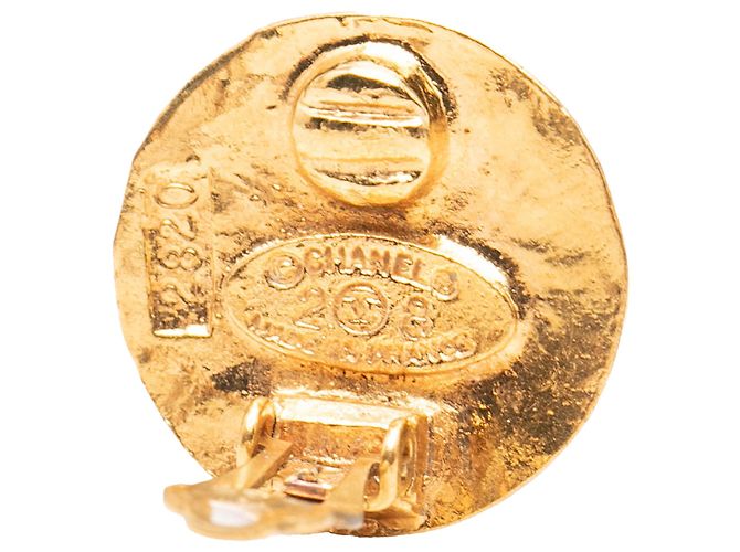 Orecchini a clip rotondi Chanel Gold CC placcati oro - vista 3