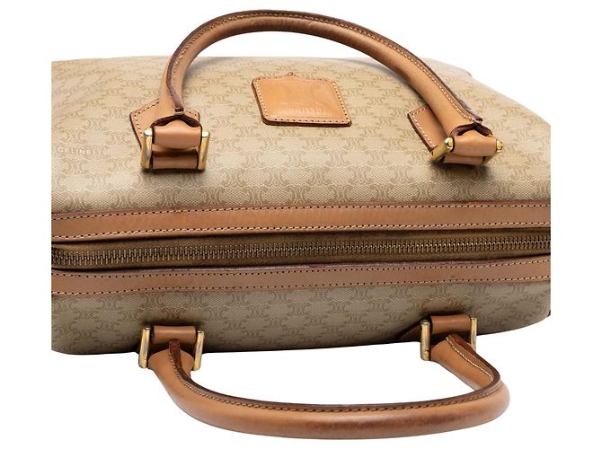 Céline Borsa Boston Celine Beige Macadam in tela rivestita - vista 7