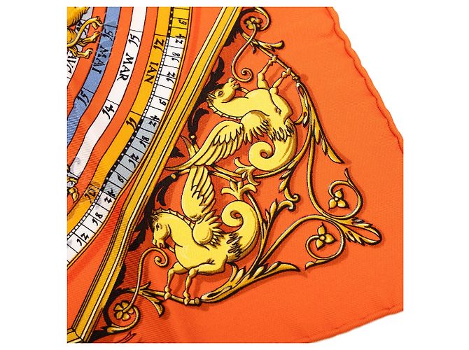 Foulard di seta Hermès Orange Dies et Hore 45 - vista 4