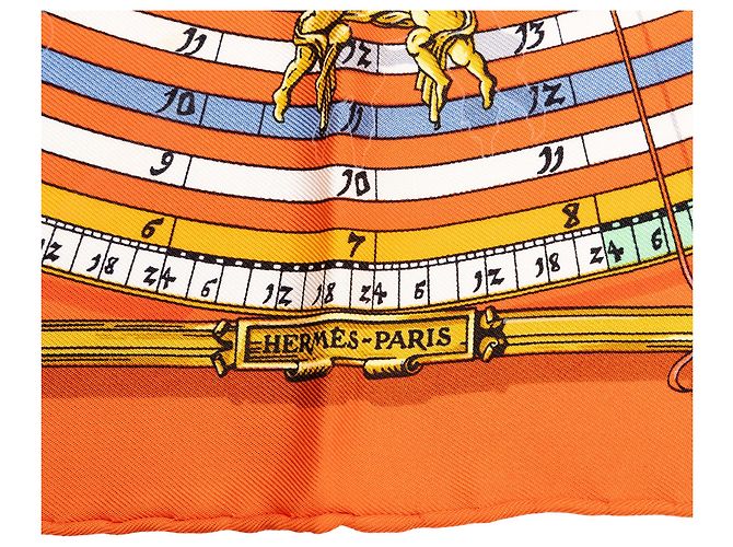 Foulard di seta Hermès Orange Dies et Hore 45 - vista 5
