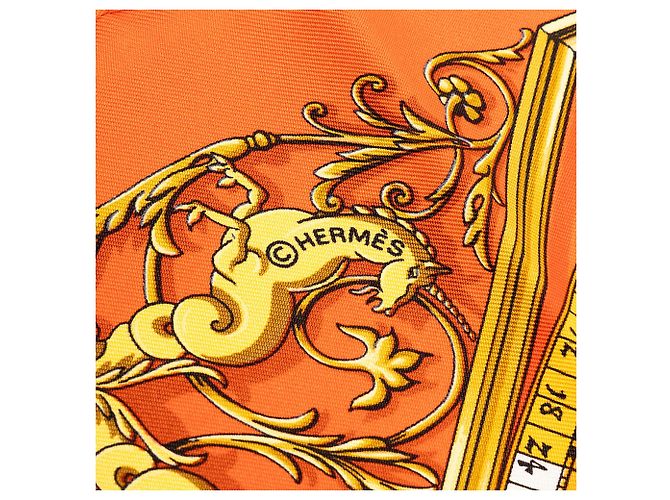Foulard di seta Hermès Orange Dies et Hore 45 - vista 6