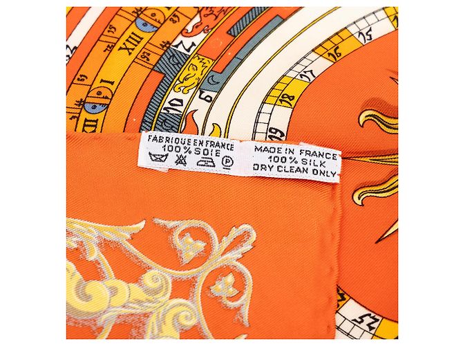Foulard di seta Hermès Orange Dies et Hore 45 - vista 7
