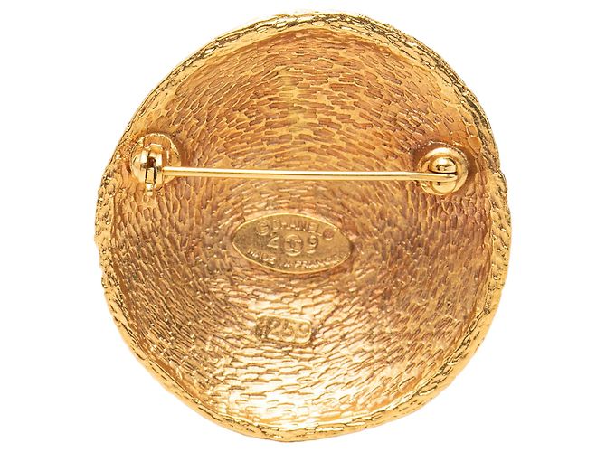 Spilla rotonda intrecciata Chanel Gold CC placcata oro - vista 2