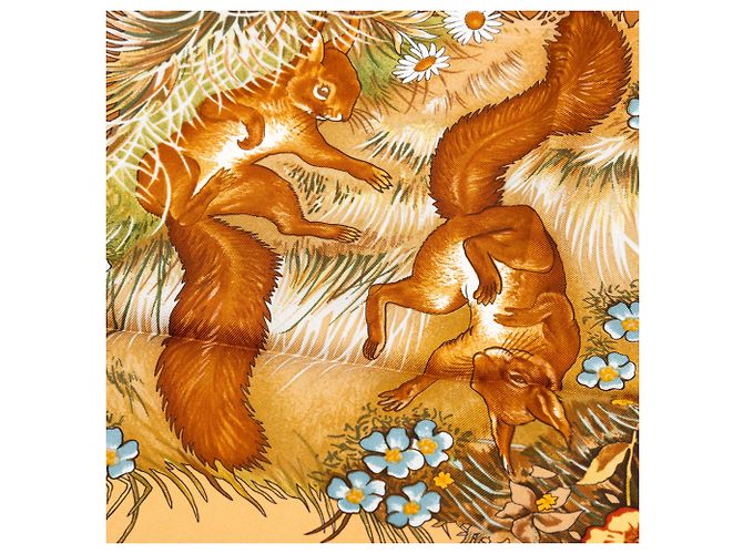 Foulard di seta Hermès Brown Les Quatre Saisons 90 - vista 3
