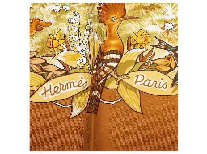 Foulard di seta Hermès Brown Les Quatre Saisons 90 - vista 5