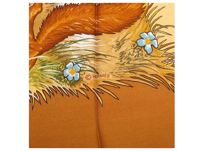 Foulard di seta Hermès Brown Les Quatre Saisons 90 - vista 7