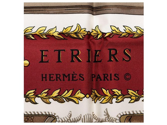 Pañuelo de seda Hermès White Etriers 90 - vista 2