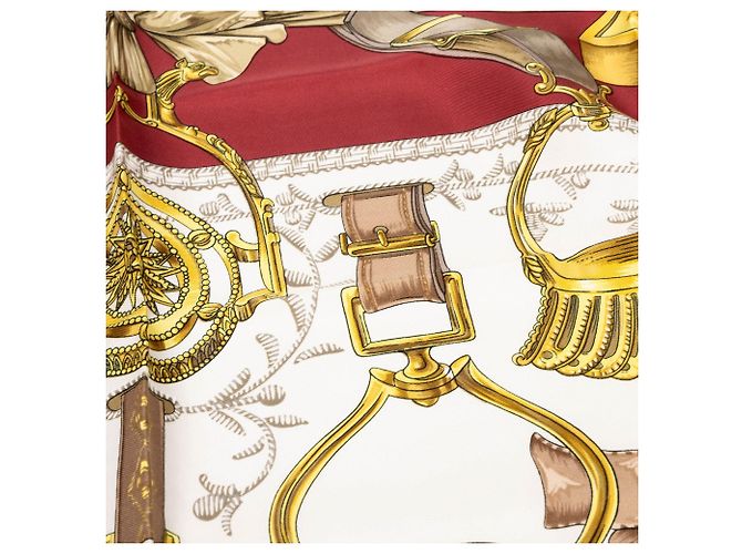 Pañuelo de seda Hermès White Etriers 90 - vista 6