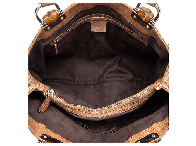 Gucci Beige Medium GG Canvas Bamboo Libeccio Tote - Ansicht 4