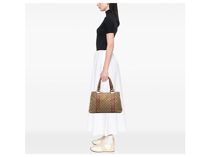 Gucci Beige Medium GG Canvas Bamboo Libeccio Tote - Ansicht 6
