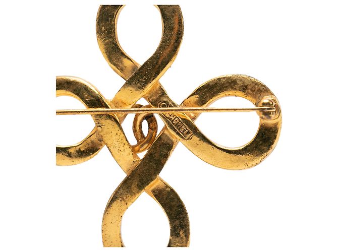 Spilla a nodo infinito Chanel Gold CC placcata in oro - vista 3