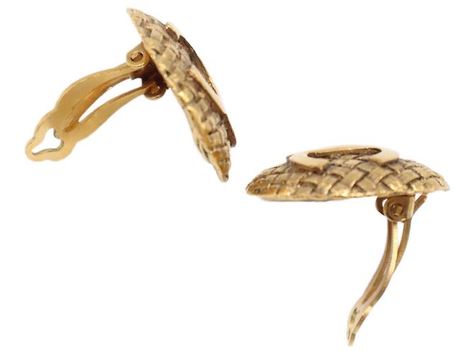 Orecchini a clip rotondi intrecciati Chanel Gold CC placcati oro - vista 7