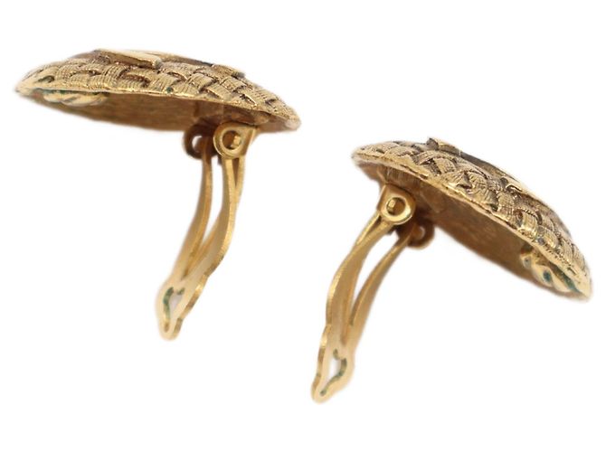 Orecchini a clip rotondi intrecciati Chanel Gold CC placcati oro - vista 8