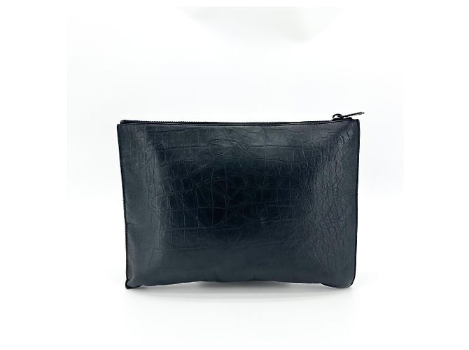 Autre Marque Saint Laurent Classic Monogram Zip Crocodile Embossed Leather Medium - vista 2