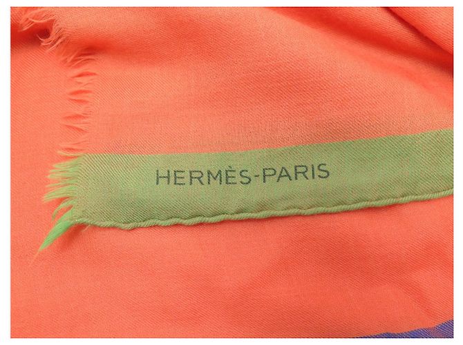 Hermès NUOVO ETOLE HERMES 200CM CASHMERE E SETA ARANCIONE CASHMERE SILK SCARF SHAWL - vista 4