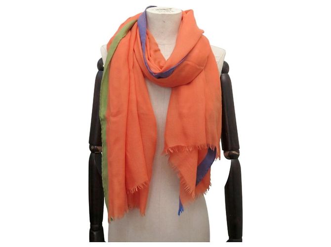 Hermès NUOVO ETOLE HERMES 200CM CASHMERE E SETA ARANCIONE CASHMERE SILK SCARF SHAWL - vista 6