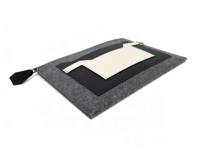 Hermès NUOVA POUCH HERMES TOODOO PM 074805CKAK IN FELTRO E PELLE CLUTCH POUCH - vista 4
