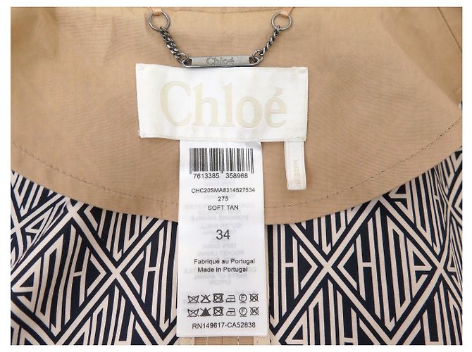 Chloé NUEVO ABRIGO CHLOE MANGA TRES CUARTOS CHC20SMA8314527534 S 34 COTON COAT - vista 5