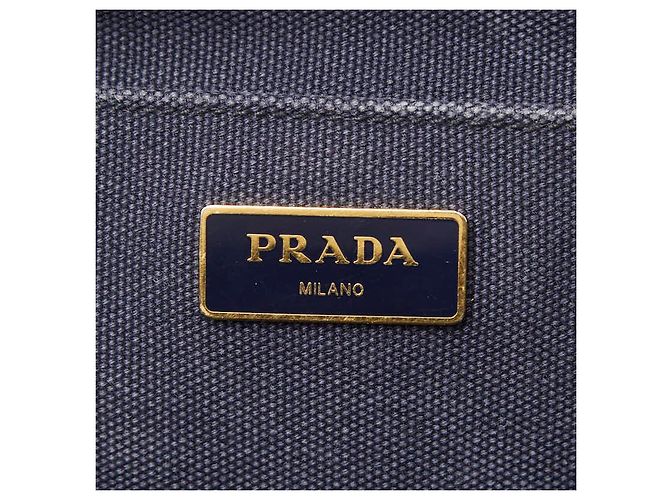 Borsa Prada Canapa blu in tela - vista 9