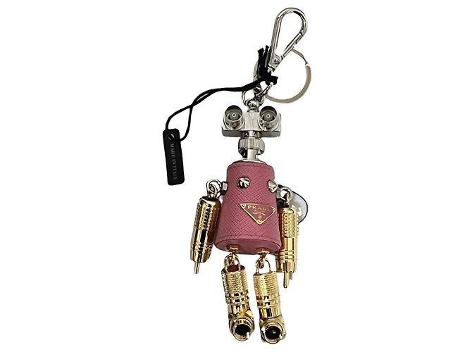 Portachiavi ciondolo Prada Robot in pelle e metallo - vista 2