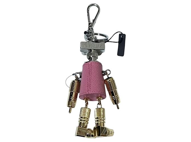 Portachiavi ciondolo Prada Robot in pelle e metallo - vista 3