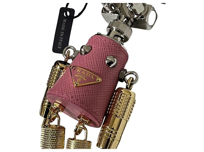 Portachiavi ciondolo Prada Robot in pelle e metallo - vista 5
