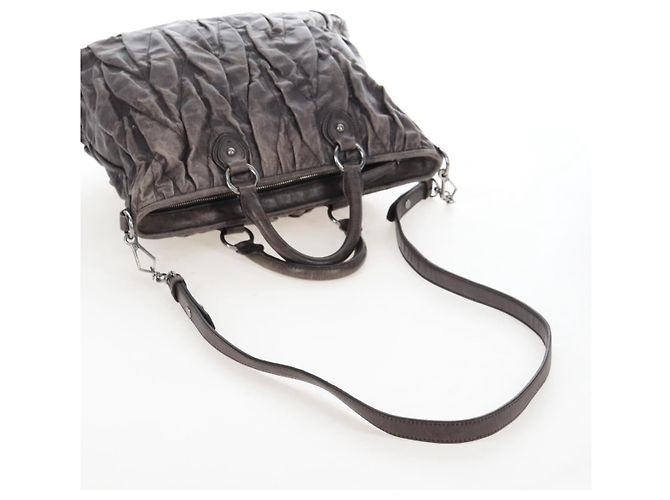 Miu Miu Hand Bag Leather 2way Gray Silver - vista 10