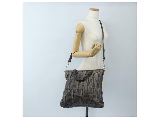 Miu Miu Hand Bag Leather 2way Gray Silver - vista 29