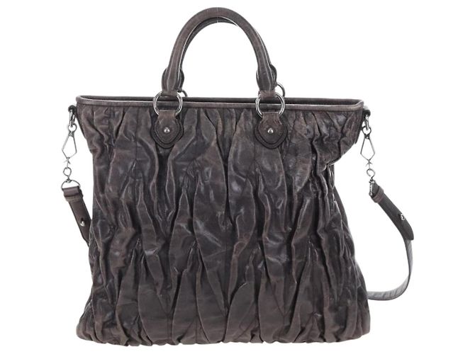 Miu Miu Hand Bag Leather 2way Gray Silver - vista 3