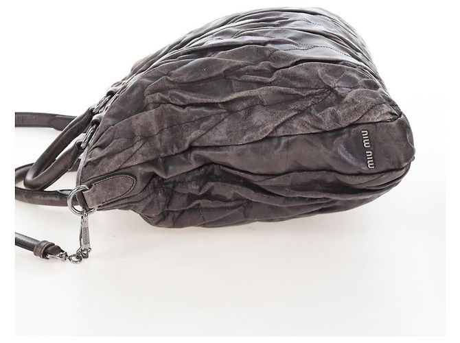 Miu Miu Hand Bag Leather 2way Gray Silver - vista 4
