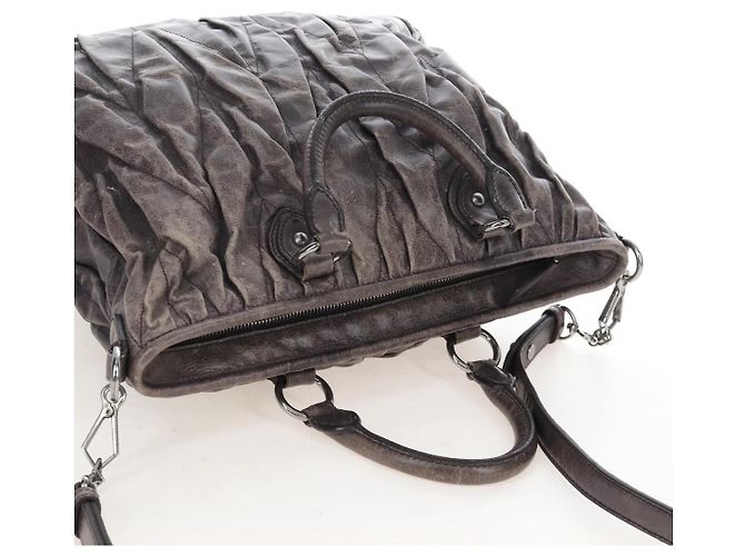 Miu Miu Hand Bag Leather 2way Gray Silver - vista 7