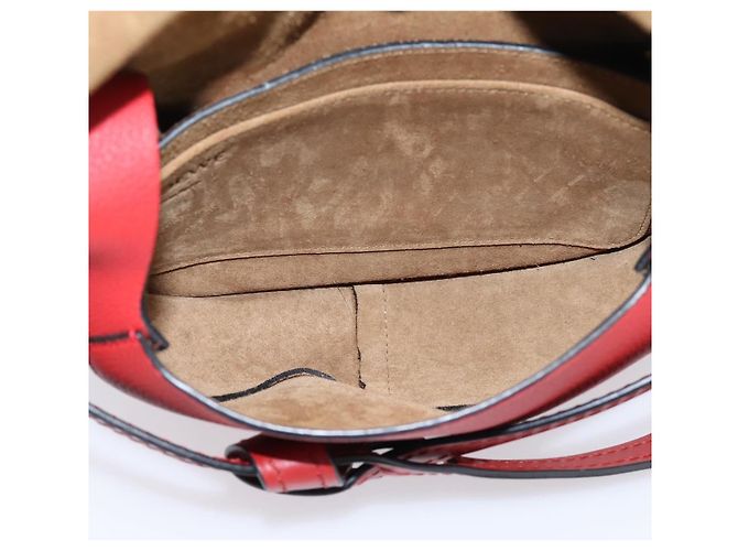 LOEWE Gate Bag Schultertasche Leder Rot Gold - Ansicht 10