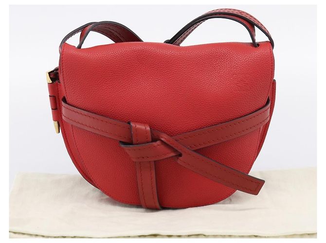 LOEWE Gate Bag Schultertasche Leder Rot Gold - Ansicht 12