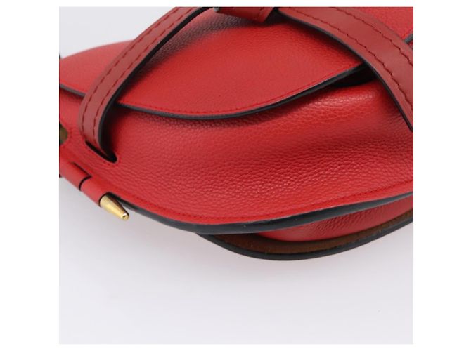 LOEWE Gate Bag Schultertasche Leder Rot Gold - Ansicht 15