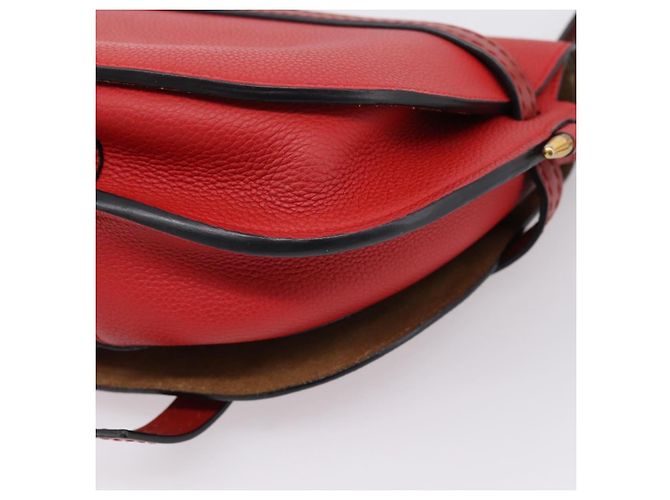 LOEWE Gate Bag Schultertasche Leder Rot Gold - Ansicht 16
