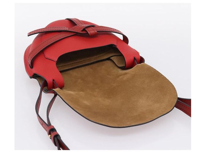 LOEWE Gate Bag Schultertasche Leder Rot Gold - Ansicht 19