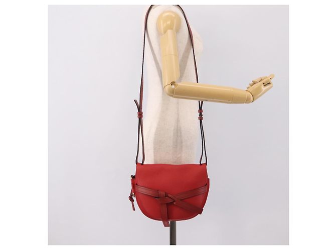 LOEWE Gate Bag Schultertasche Leder Rot Gold - Ansicht 24