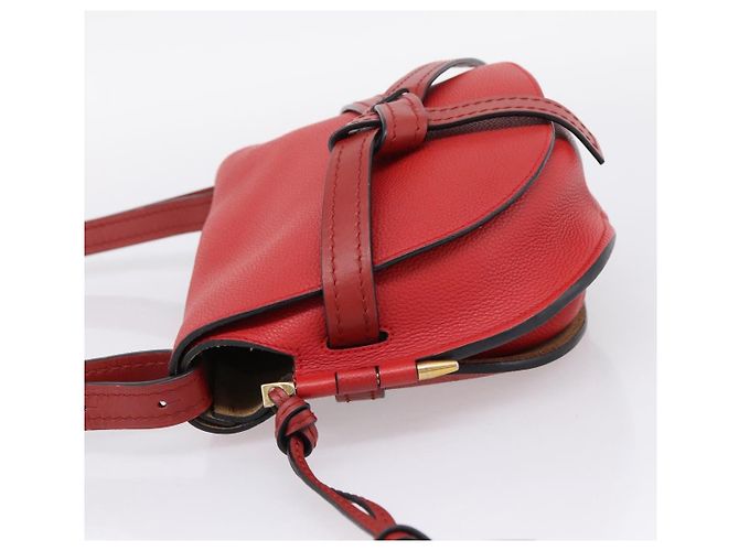 LOEWE Gate Bag Schultertasche Leder Rot Gold - Ansicht 3
