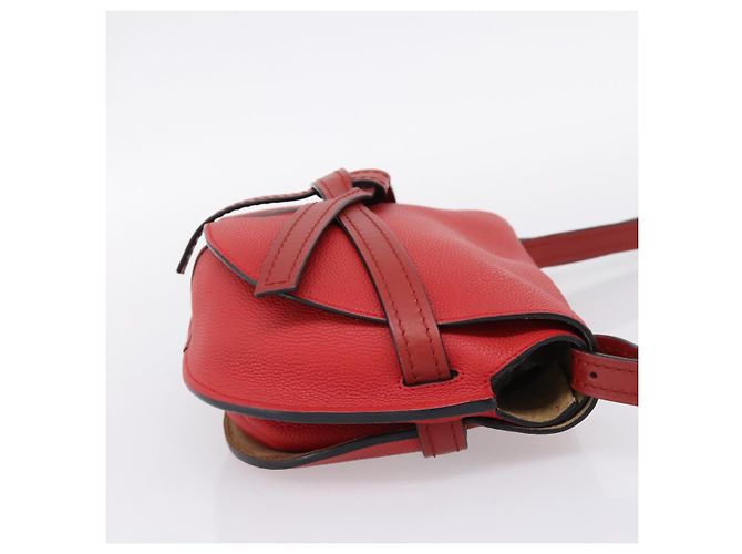 LOEWE Gate Bag Schultertasche Leder Rot Gold - Ansicht 4