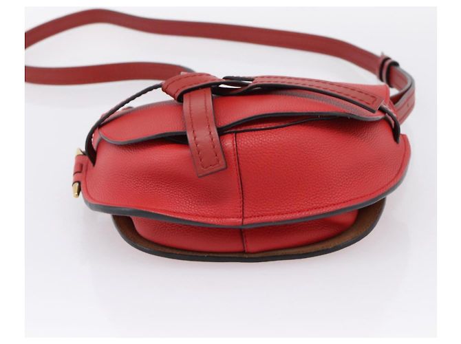 LOEWE Gate Bag Schultertasche Leder Rot Gold - Ansicht 5