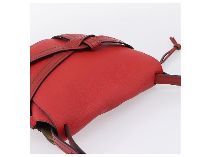 LOEWE Gate Bag Schultertasche Leder Rot Gold - Ansicht 6