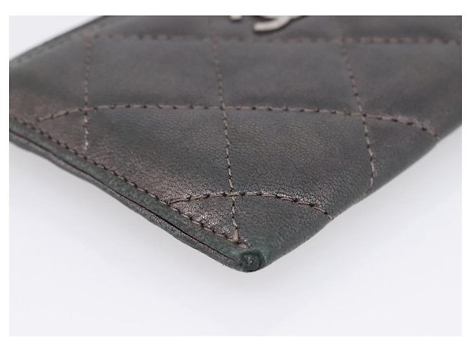 CHANEL Matelassé Kartenetui Lammleder Grau Silver CC - Ansicht 14