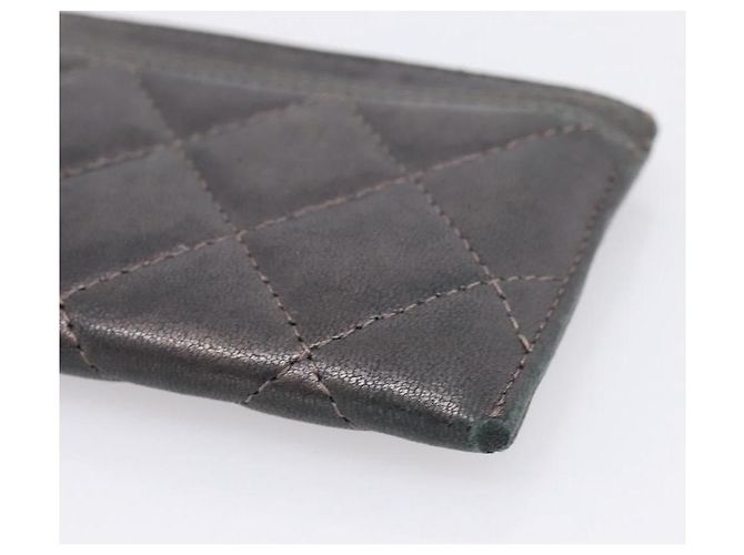 CHANEL Matelassé Kartenetui Lammleder Grau Silver CC - Ansicht 15