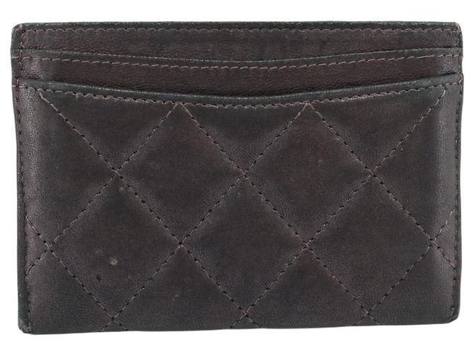 CHANEL Matelassé Kartenetui Lammleder Grau Silver CC - Ansicht 2