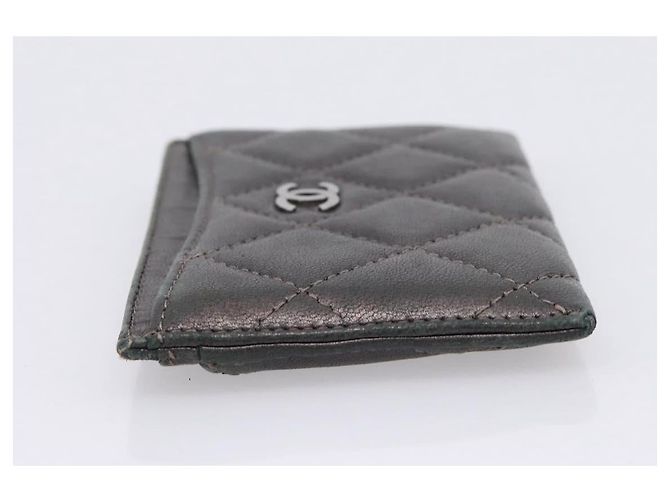 CHANEL Matelassé Kartenetui Lammleder Grau Silver CC - Ansicht 3