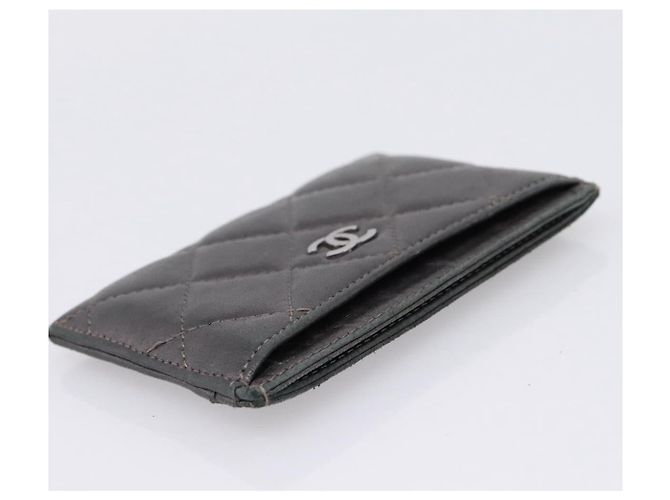 CHANEL Matelassé Kartenetui Lammleder Grau Silver CC - Ansicht 5