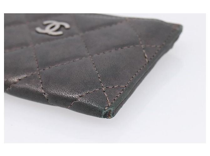 CHANEL Matelassé Kartenetui Lammleder Grau Silver CC - Ansicht 7