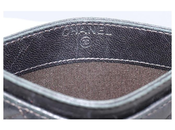 CHANEL Matelassé Kartenetui Lammleder Grau Silver CC - Ansicht 9
