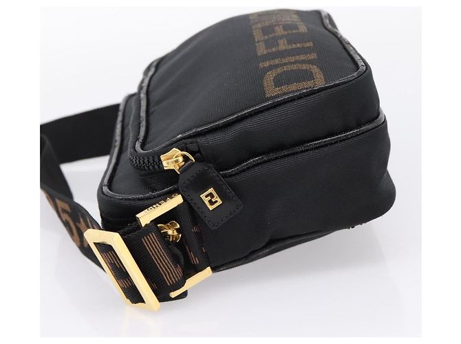 FENDI Shoulder Bag Canvas Black Gold - vista 3